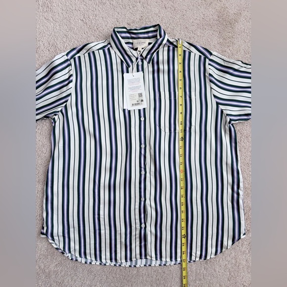 Sezane NWT Max Striped Shirt Green Purple Relaxed Fit Women's Size 34 US Size 2 - Picture 11 of 12